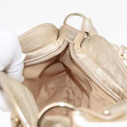 Salvatore Ferragamo Gancini Shoulder Bag Leather, GOLD, LEATHER, Shoulder bag