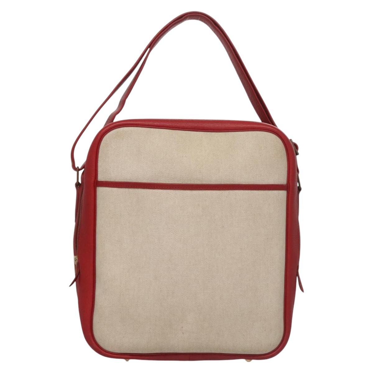 Hermes Victoria Messenger Bag Toile with Leather, BEIGE, CANVAS, Crossbody bag