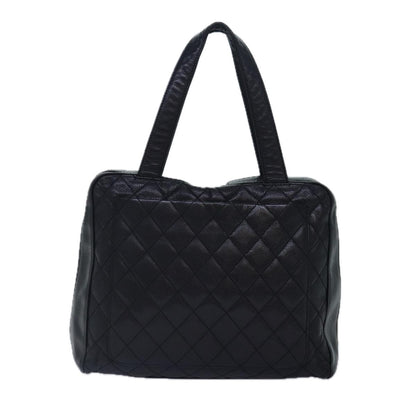 Chanel Vintage CC Zip Around Bowler Bag Quilted Caviar, BLACK, LEATHER, Handbag