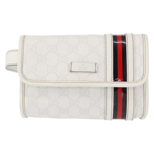 Gucci Sherry Line Waist Bag GG Canvas, WHITE, CANVAS, Shoulder bag