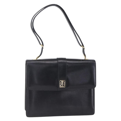 Burberry Vintage Shoulder Bag Leather, BLACK, LEATHER, Shoulder bag