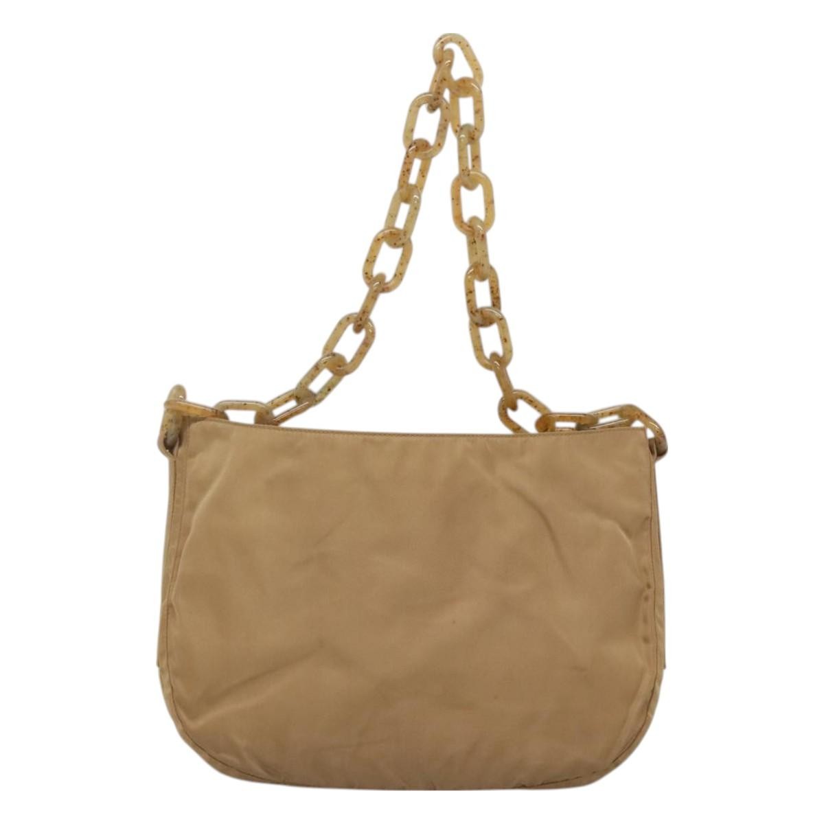 Prada Vintage Chain Shoulder Bag Tessuto, BEIGE, NYLON, Shoulder bag