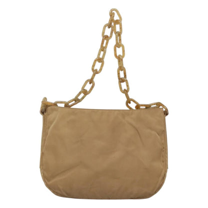 Prada Vintage Chain Shoulder Bag Tessuto, BEIGE, NYLON, Shoulder bag