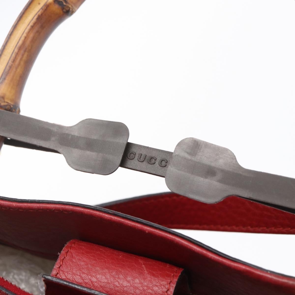 Gucci Bamboo Shopper Tote Leather, RED, LEATHER, Tote bag