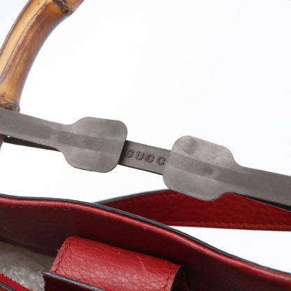 Gucci Bamboo Shopper Tote Leather, RED, LEATHER, Tote bag