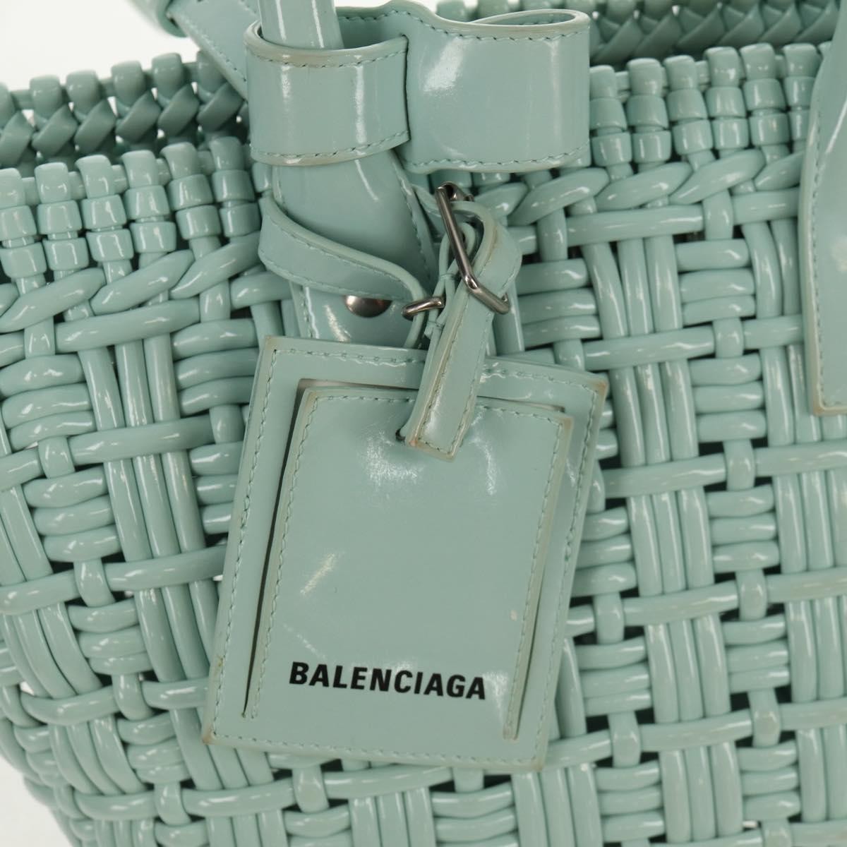 Balenciaga Bistro Panier Bag Woven Faux Leather, GREEN, RUBBER, Tote bag