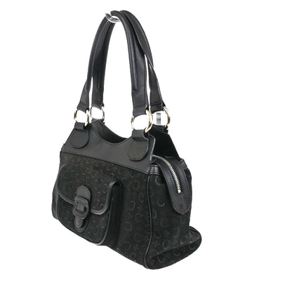 Celine C Macadam Handbag Suede, Black, Suede, Shoulder Bag