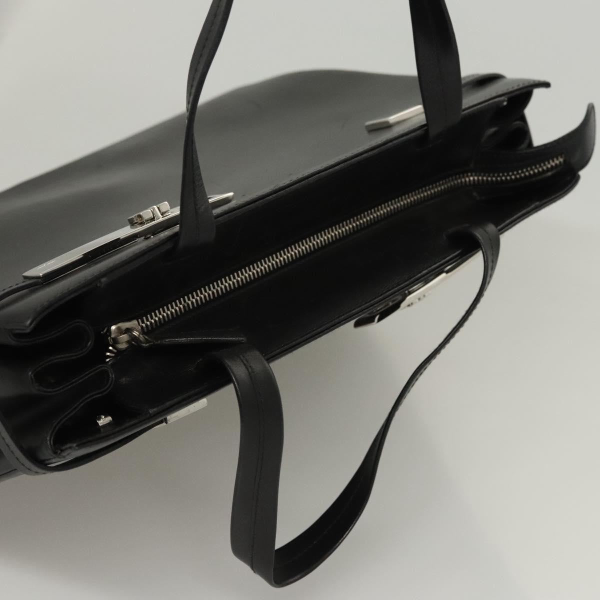 Salvatore Ferragamo Gancini handbag Leather, BLACK, LEATHER, Handbag