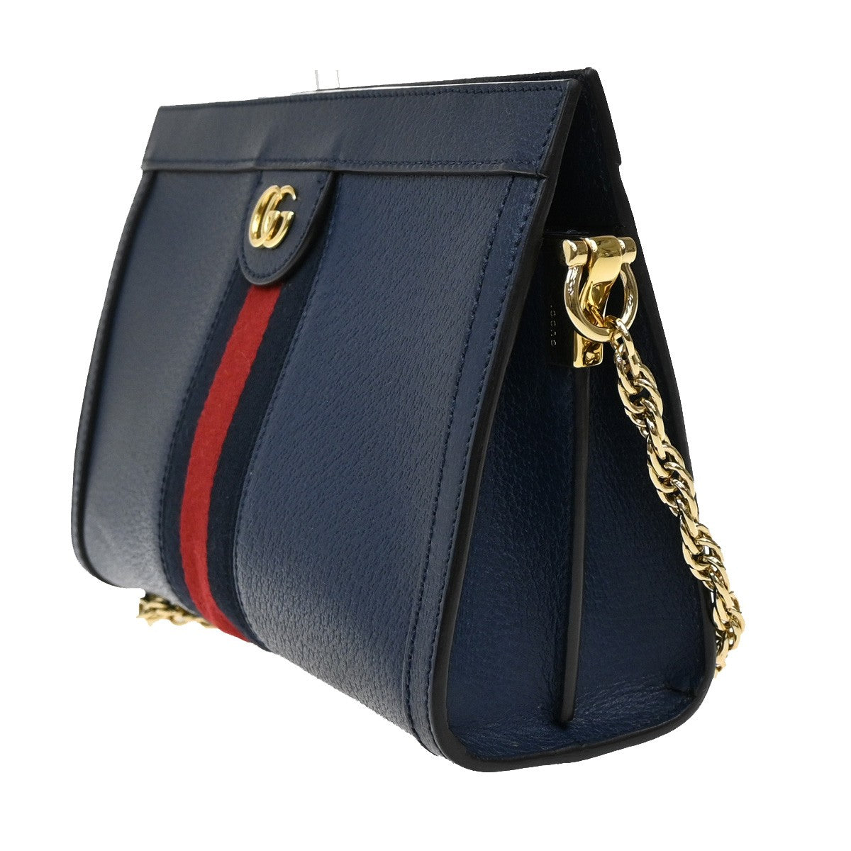 Gucci Ophidia Chain Shoulder Bag Leather, NAVY, LEATHER, Shoulder bag
