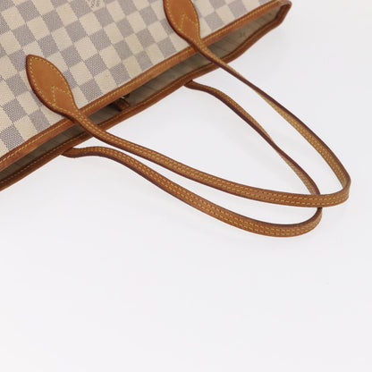 Louis Vuitton Neverfull Tote Damier, WHITE, CANVAS, Tote bag