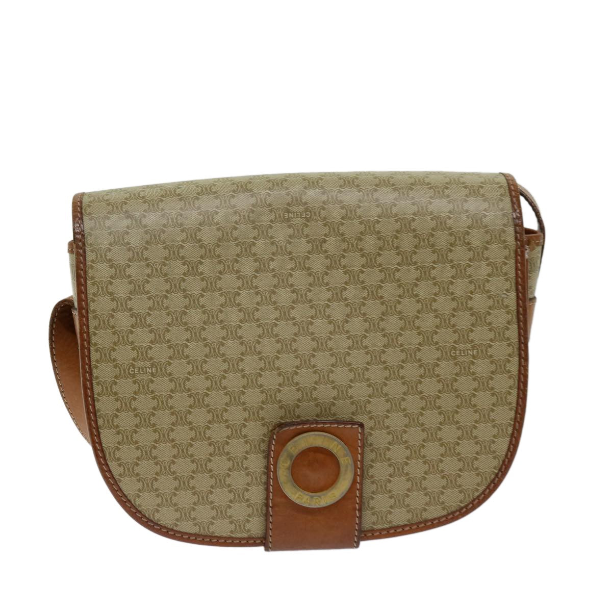 Celine Macadam Shoulder Bag Canvas, BEIGE, CANVAS, Shoulder bag
