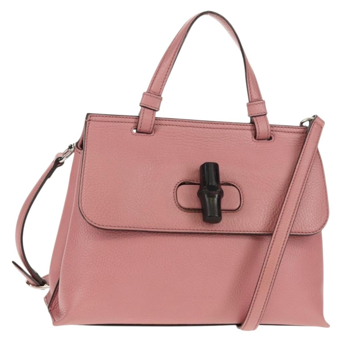 Gucci Bamboo Daily Top Handle Bag Leather, Pink, Leather, Handbag