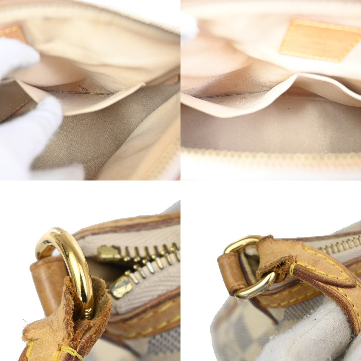 Louis Vuitton Siracusa Handbag Damier, WHITE, CANVAS, Shoulder bag