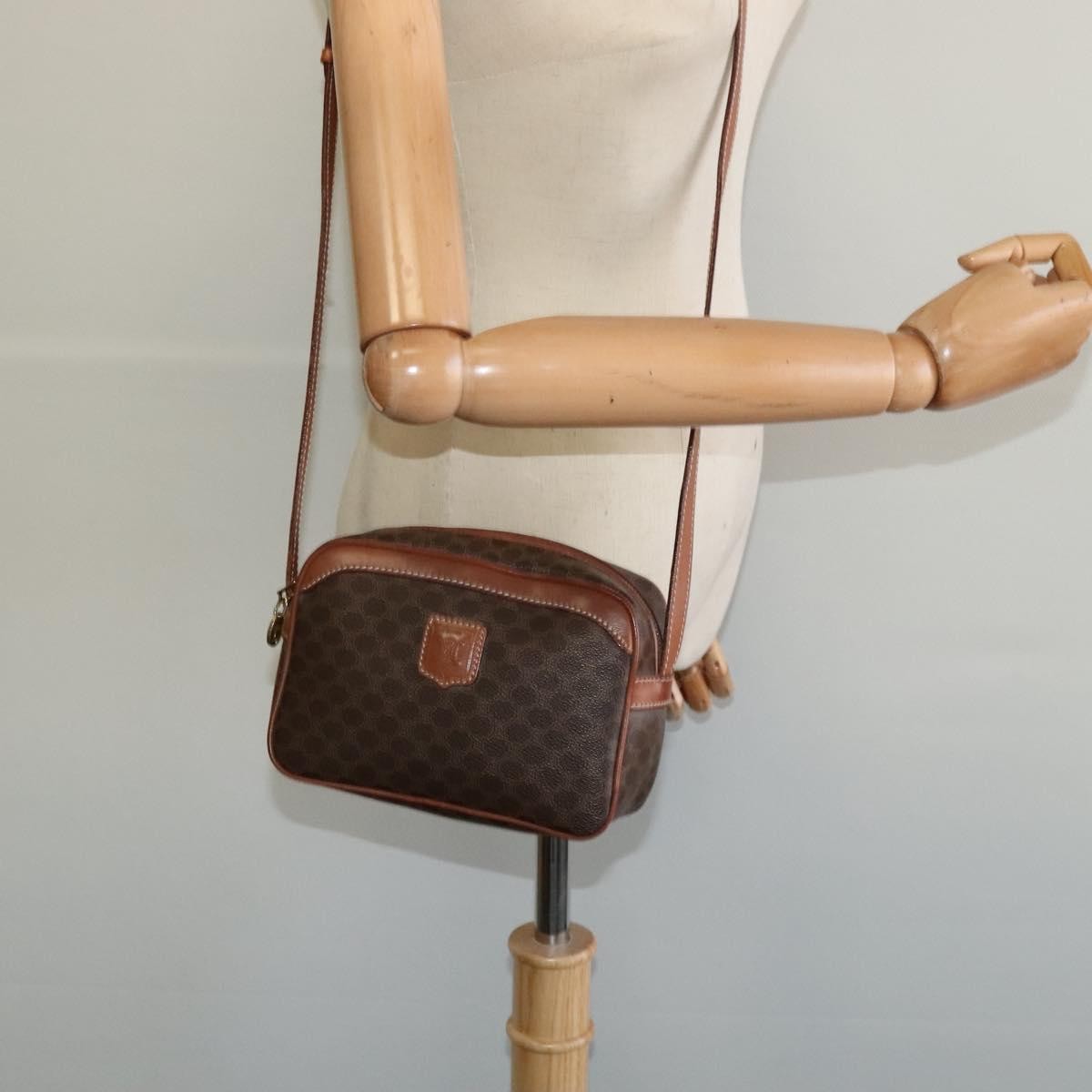 Celine Vintage Macadam Shoulder Bag Canvas, BROWN, PVC, Shoulder bag