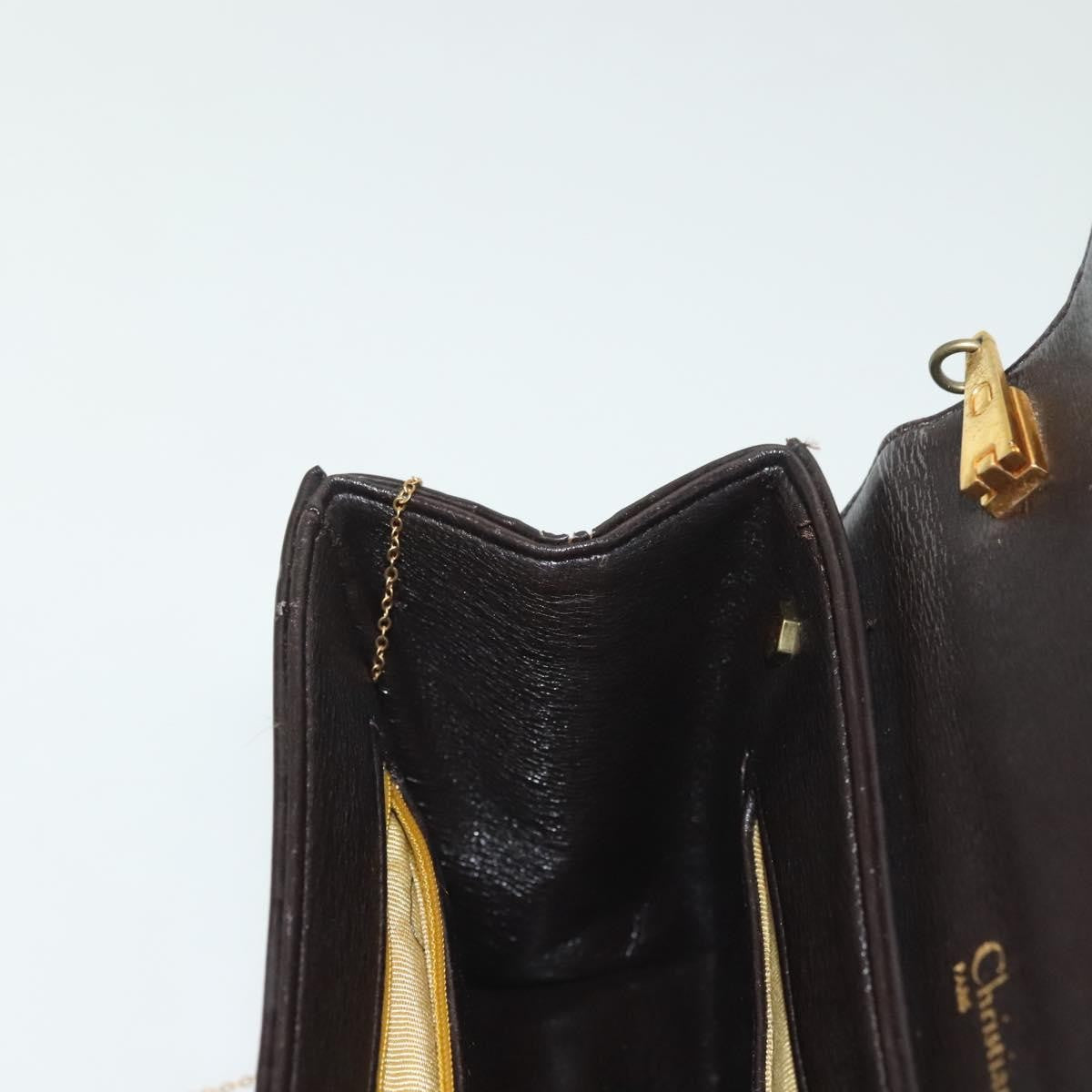 Christian Dior Vintage Shoulder Bag Leather, BROWN, LEATHER, Shoulder bag