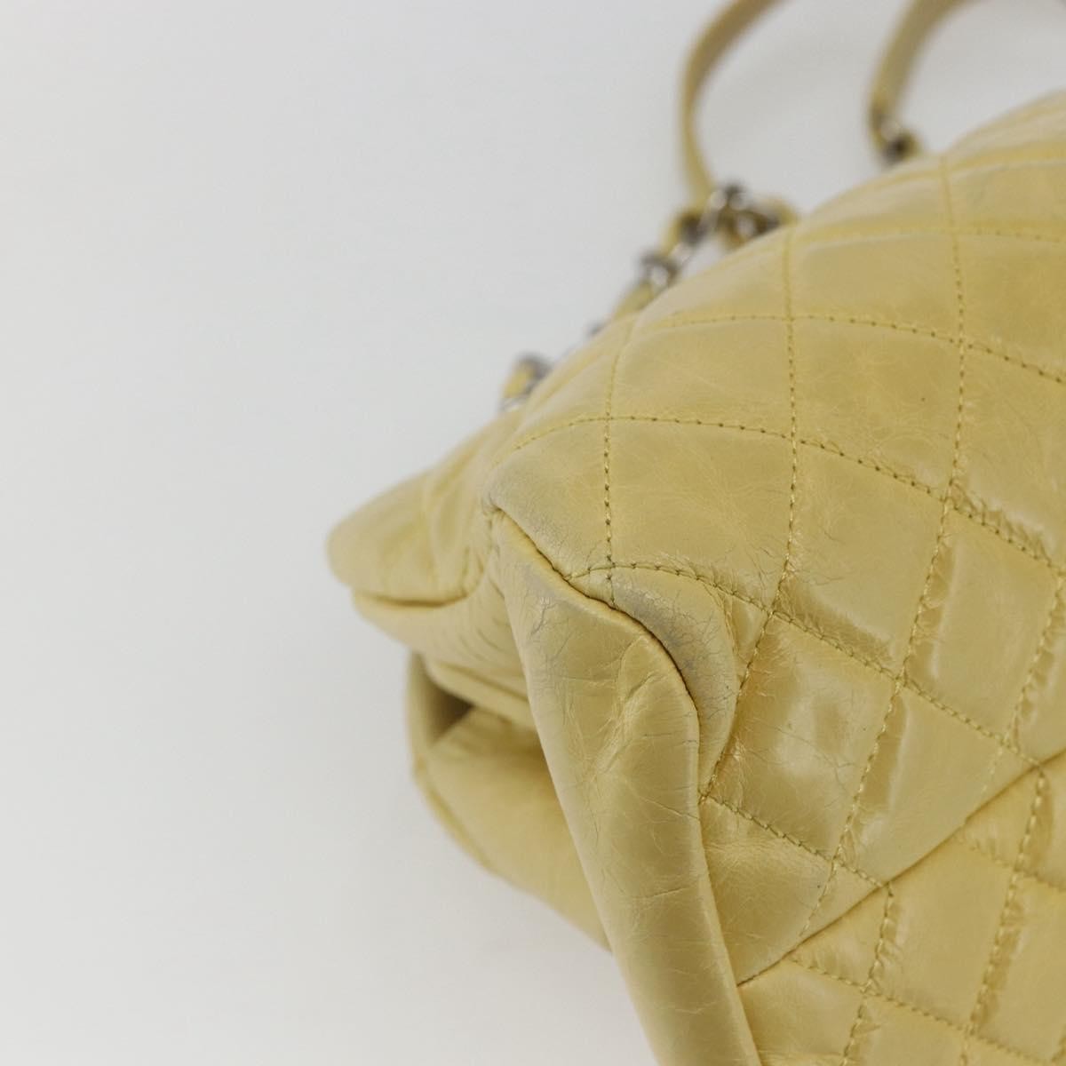 Chanel Just Mademoiselle Bag Quilted Aged Calfskin, YELLOW, LEATHER, Shoulder bag