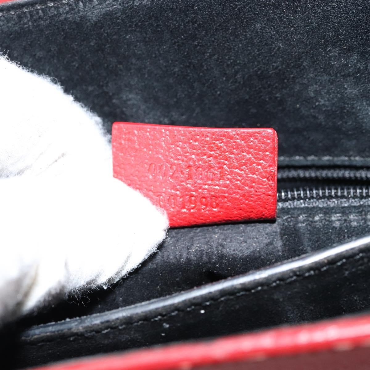 Gucci Vintage Bamboo Handle Bag Leather, RED, LEATHER, Handbag