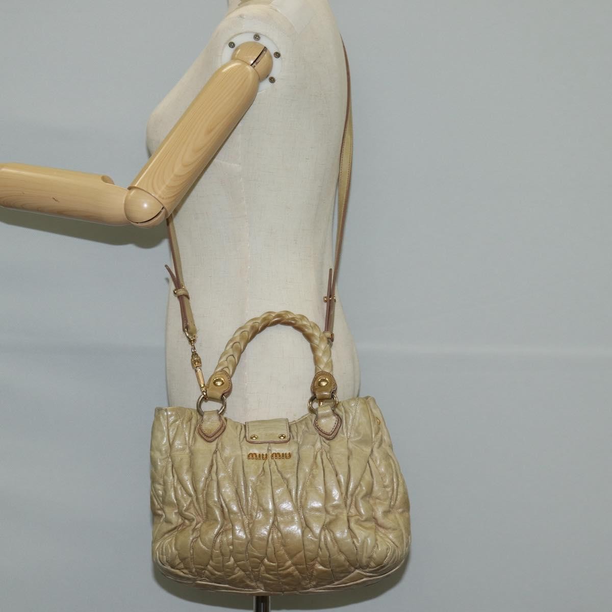 Miu Miu Coffer Convertible Satchel Leather, BEIGE, LEATHER, Handbag