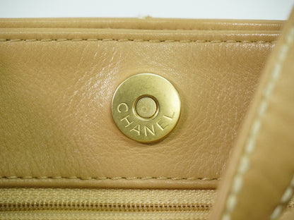 Chanel Surpique Tote Quilted Leather, BEIGE, LEATHER, Tote bag