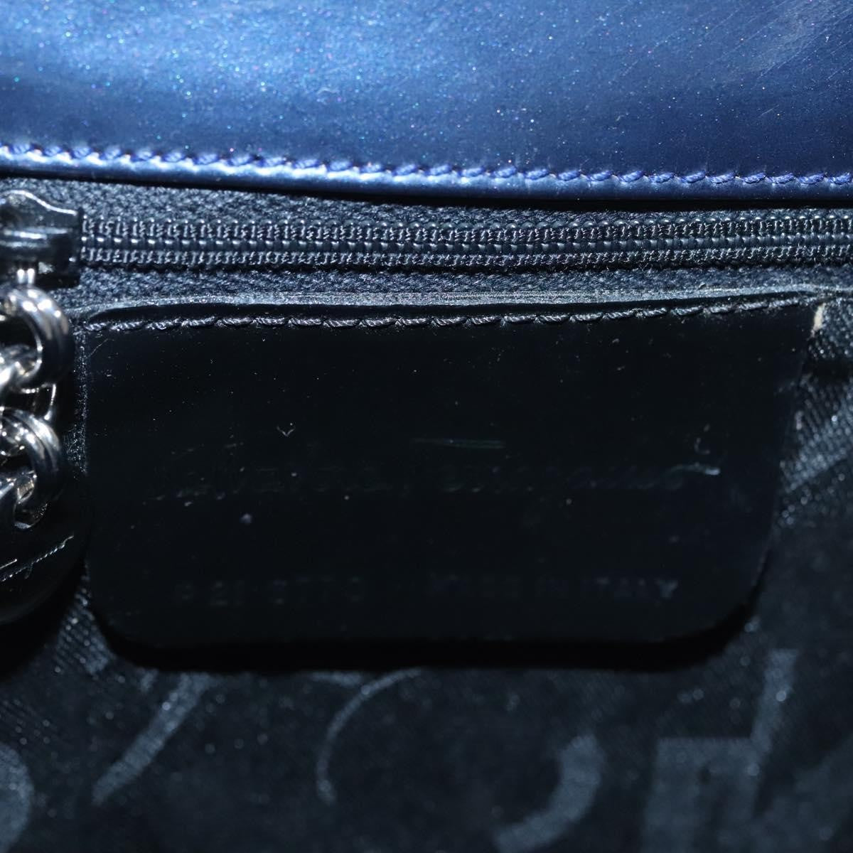 Salvatore Ferragamo Gancini handbag Patent leather, BLUE, PATENT_LEATHER, Handbag