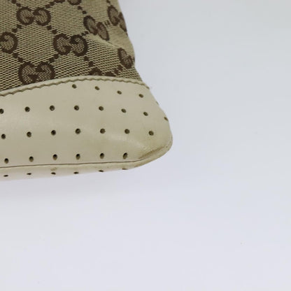 Gucci Zip Messenger Bag GG Canvas with Perforated Leather, BEIGE, CANVAS, Crossbody bag
