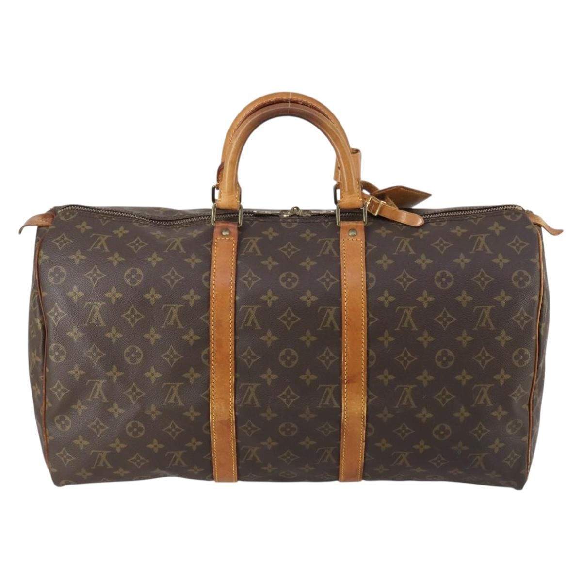Louis Vuitton Keepall Bag Monogram Canvas, BROWN, CANVAS, Travel bag