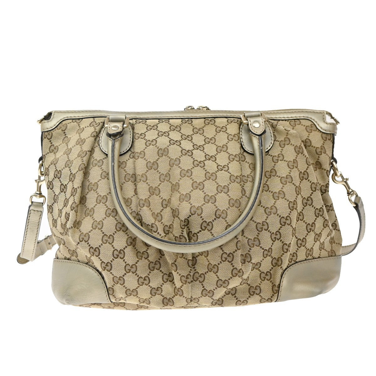 Gucci Sukey Top Handle Satchel GG Canvas with Leather, BROWN, CANVAS, Tote bag