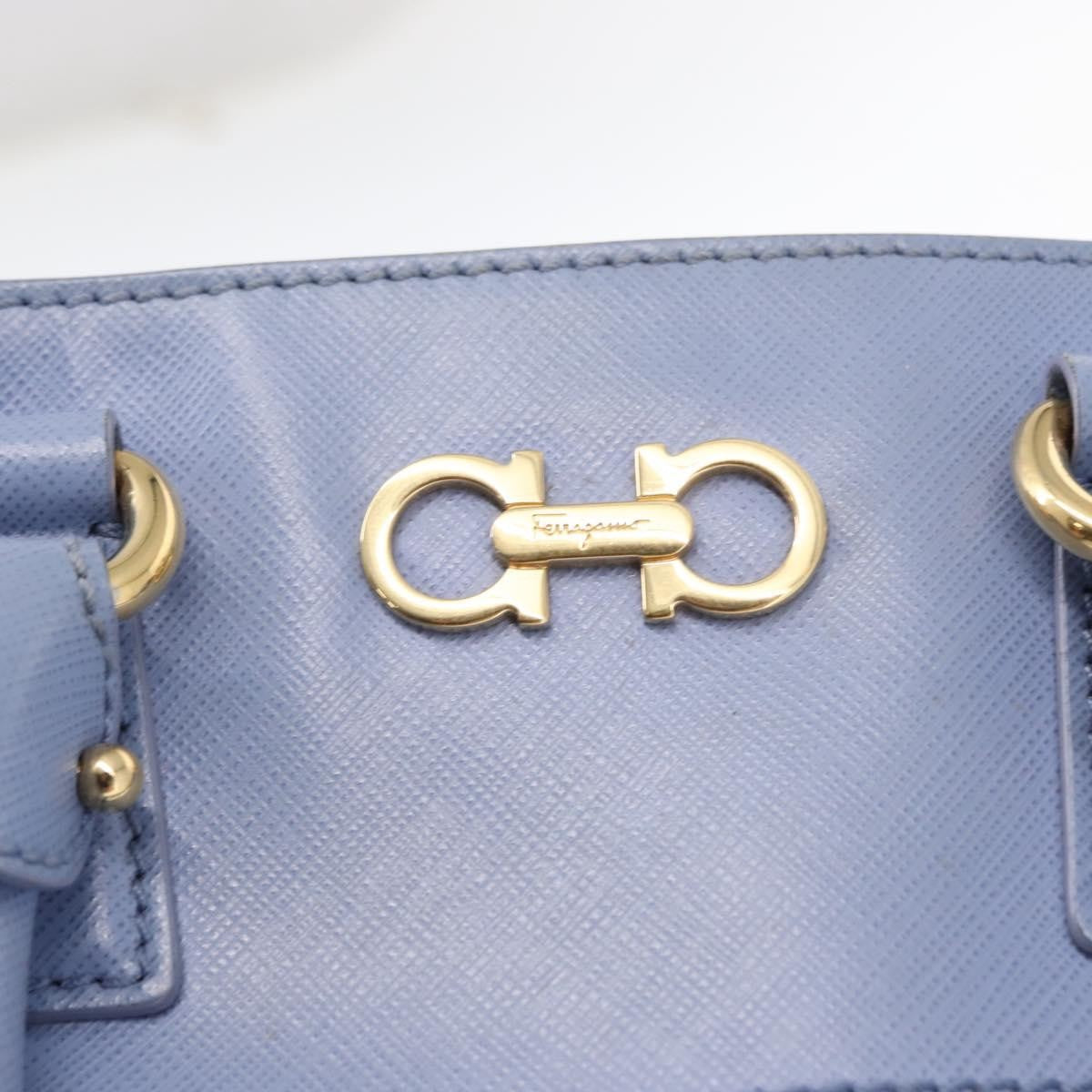 Salvatore Ferragamo Gancini Tote Leather, BLUE, LEATHER, Tote bag