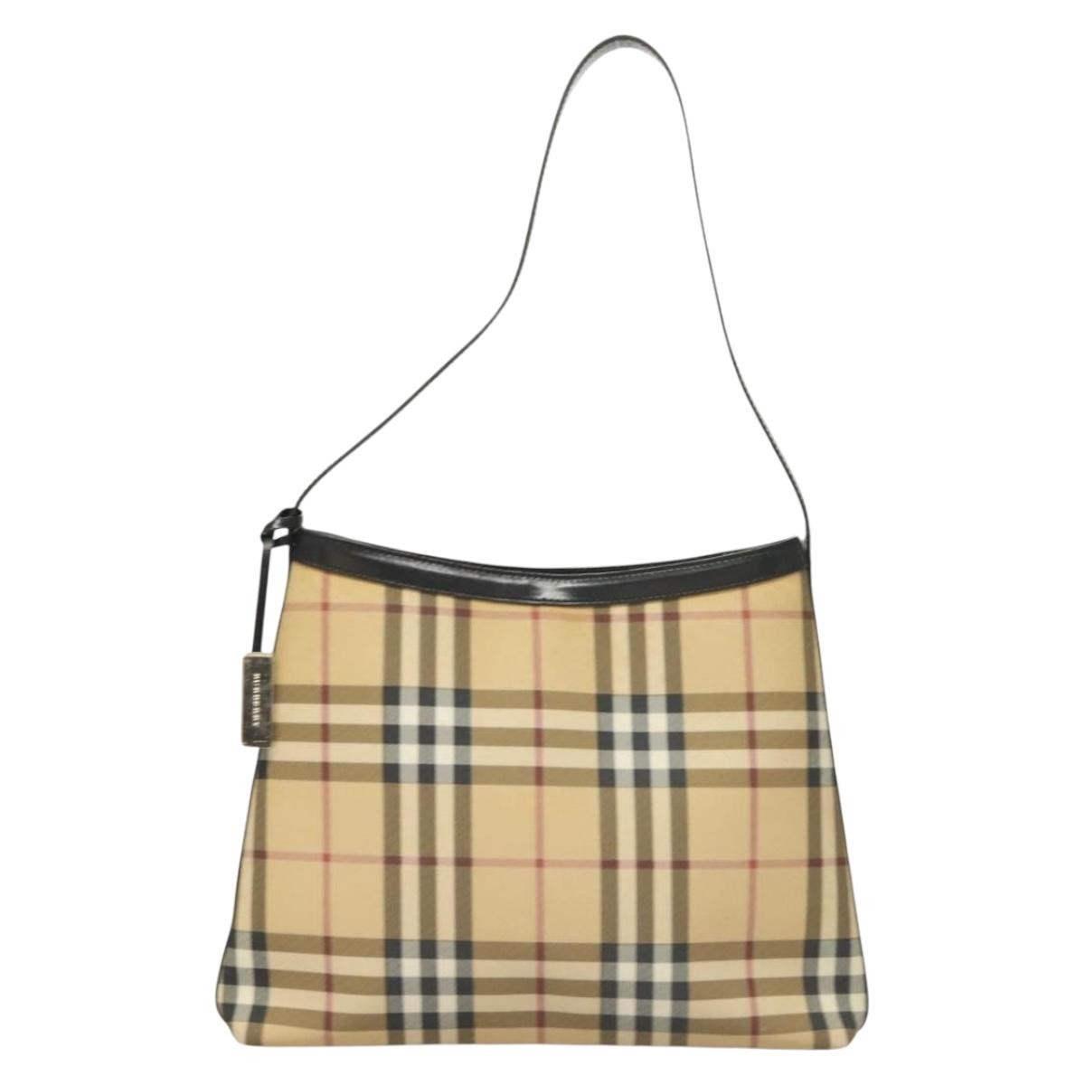 Burberry Shoulder Bag Nova Check Canvas, BEIGE, PVC, Shoulder bag