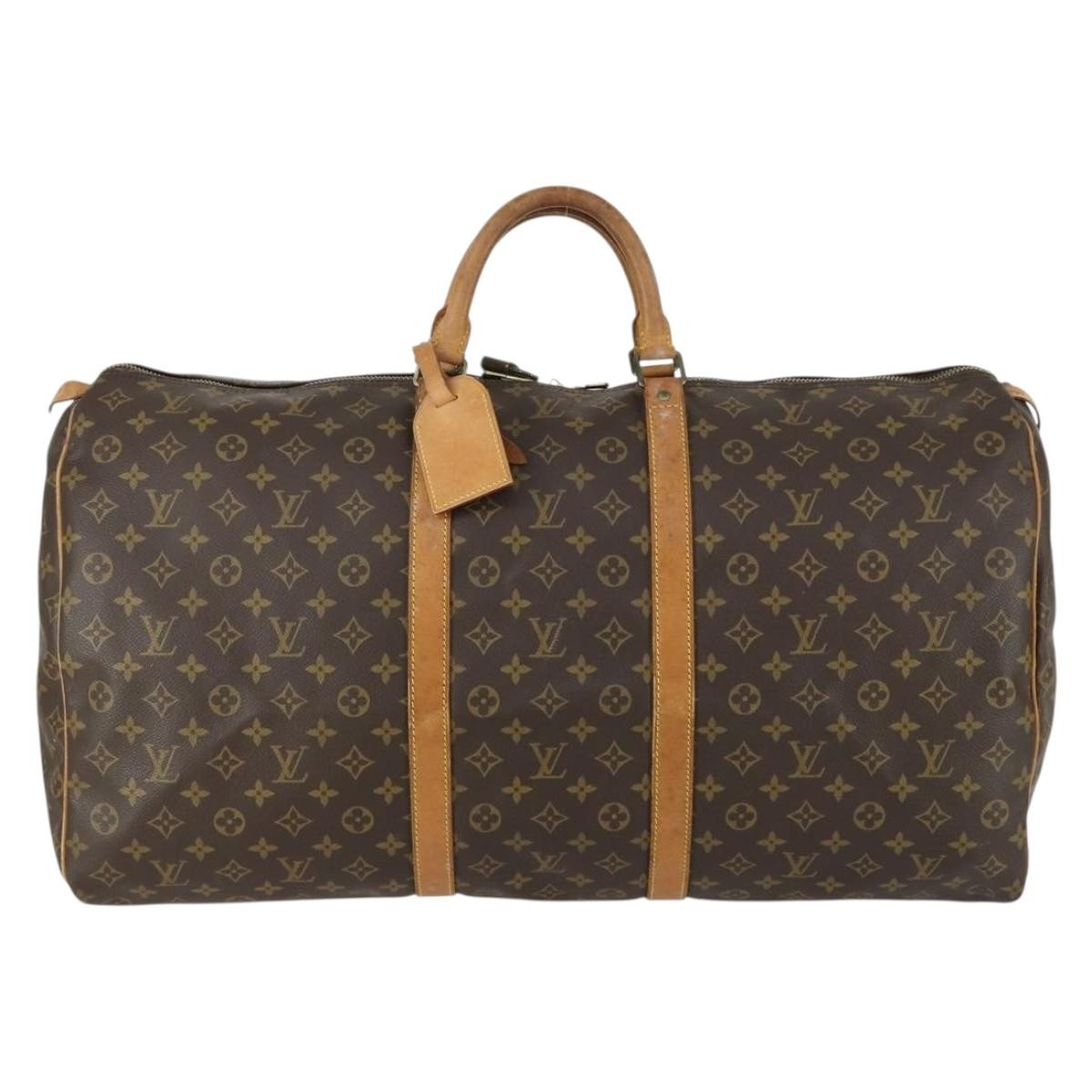 Louis Vuitton Keepall Bag Monogram Canvas, BROWN, CANVAS, Travel bag