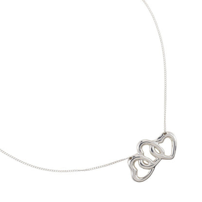 Tiffany & Co. Triple Heart Pendant Necklace Sterling Silver, SILVER, SILVER, Necklace