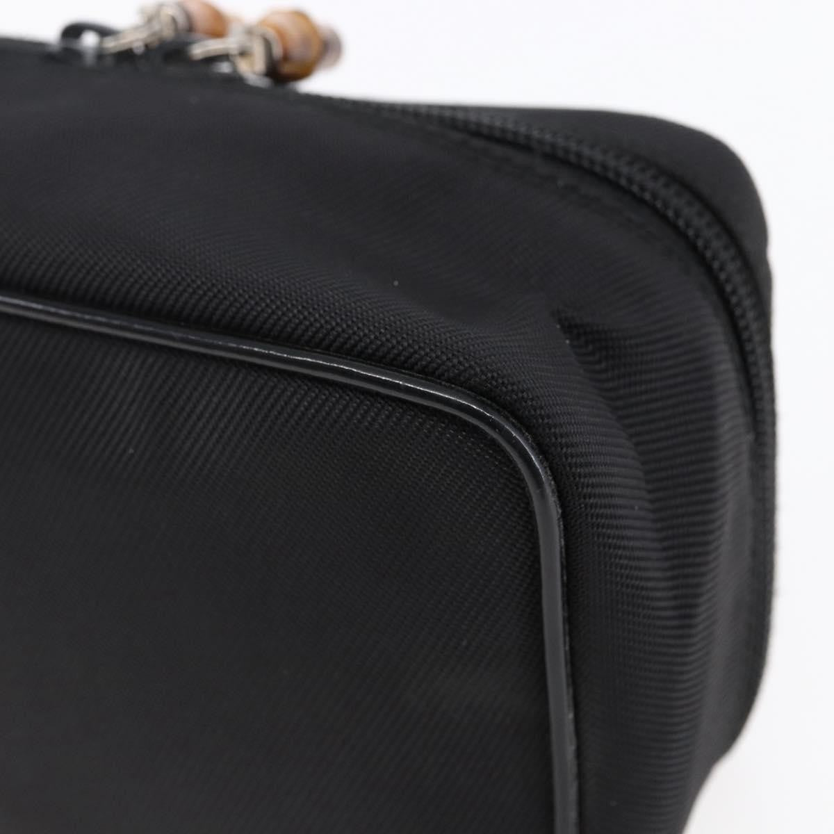 Gucci Vintage Bamboo Vanity Case Nylon, Black, Nylon, Handbag