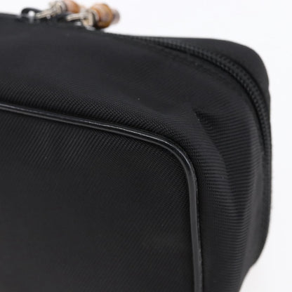 Gucci Vintage Bamboo Vanity Case Nylon, Black, Nylon, Handbag