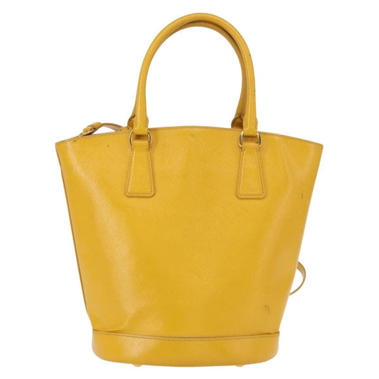 Prada Lux Convertible Bucket Tote Saffiano Leather, YELLOW, LEATHER, Handbag
