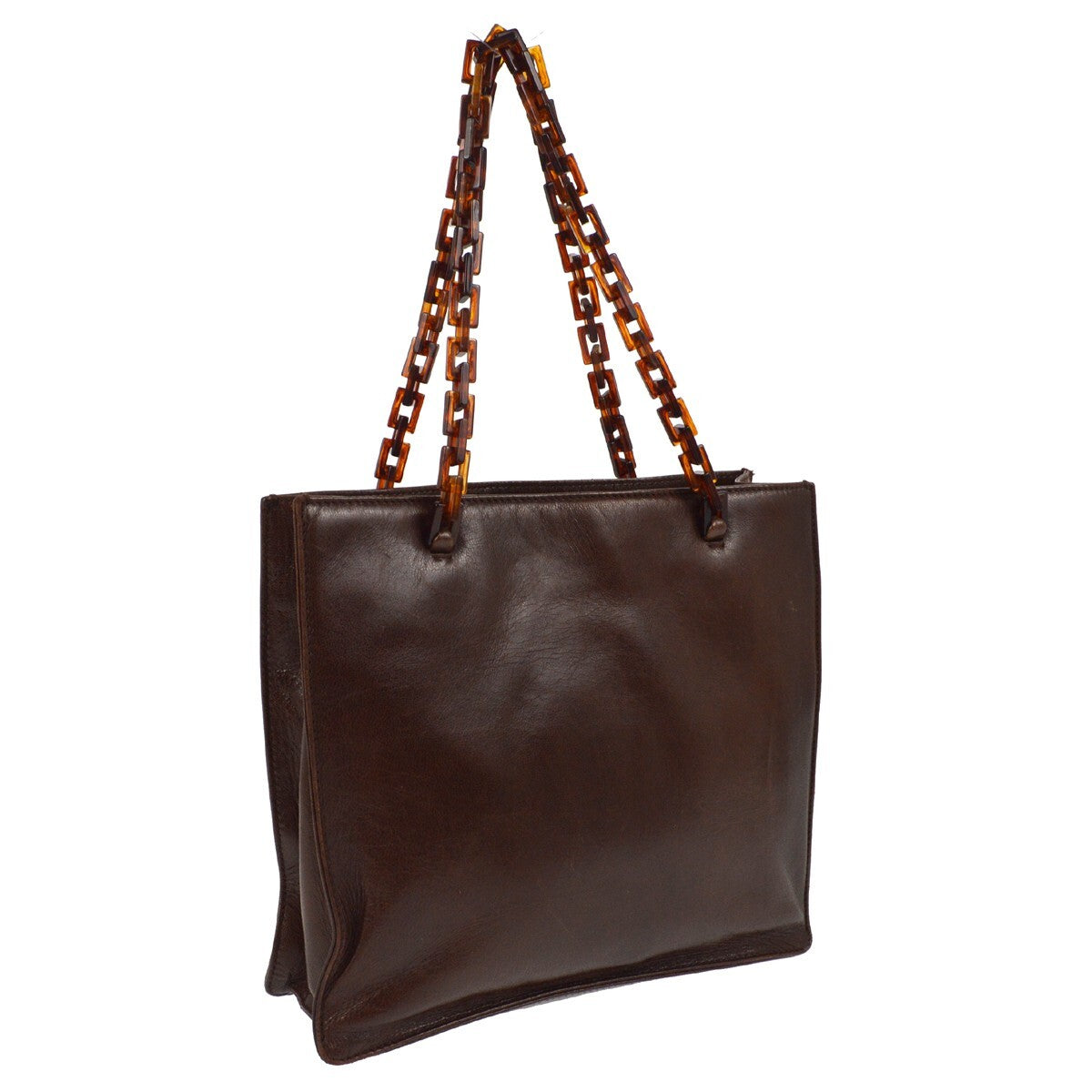 Prada Vintage Tote Leather, BROWN, LEATHER, Tote bag