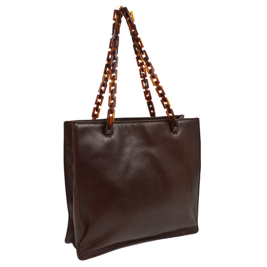 Prada Vintage Tote Leather, BROWN, LEATHER, Tote bag