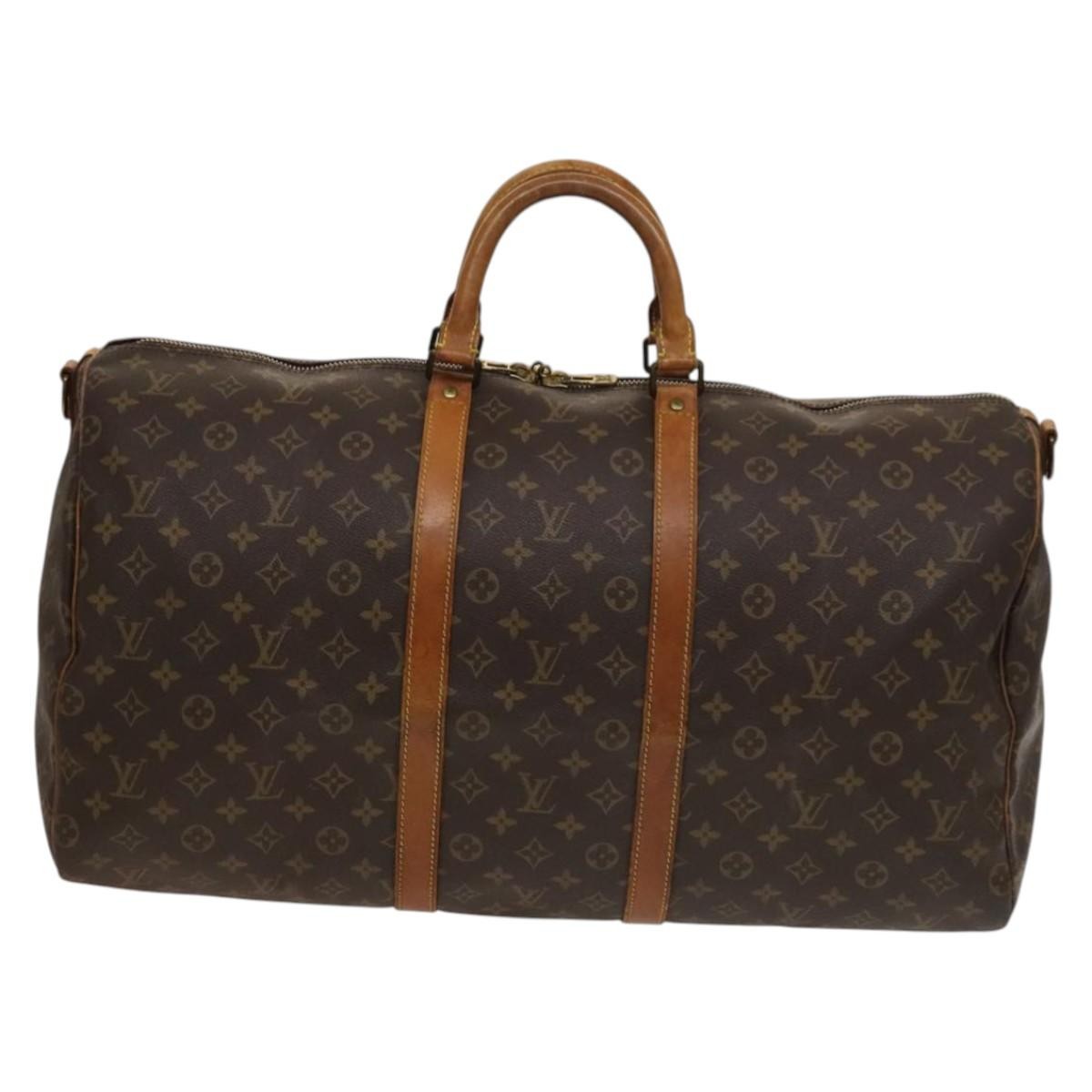 Louis Vuitton Keepall Bandouliere Bag Monogram Canvas, BROWN, CANVAS, Travel bag