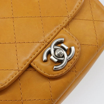Chanel Chain Flap Bag Quilted Leather, ORANGE, LEATHER, Shoulder bag