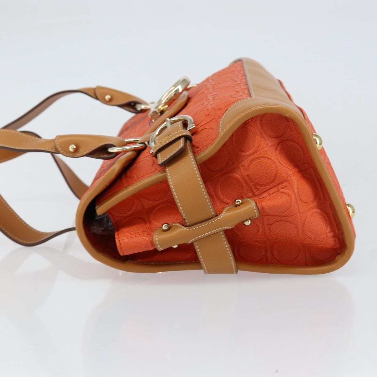 Salvatore Ferragamo Gancini Shoulder Bag Canvas, ORANGE, PVC, Shoulder bag
