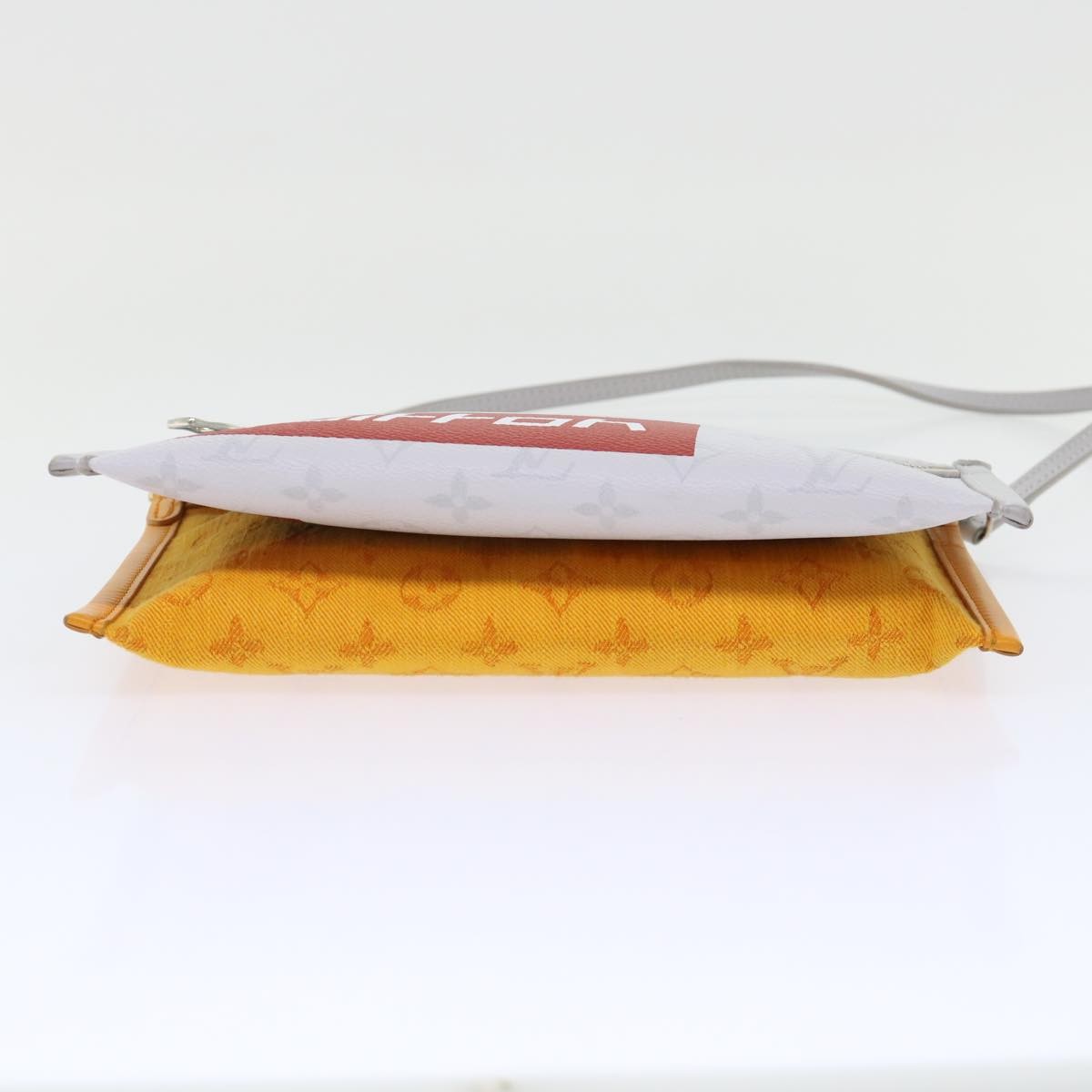 Louis Vuitton Double Flat Messenger Bag Limited Edition Logo Story Monogram Canvas and Denim, WHITE, CANVAS, Shoulder bag