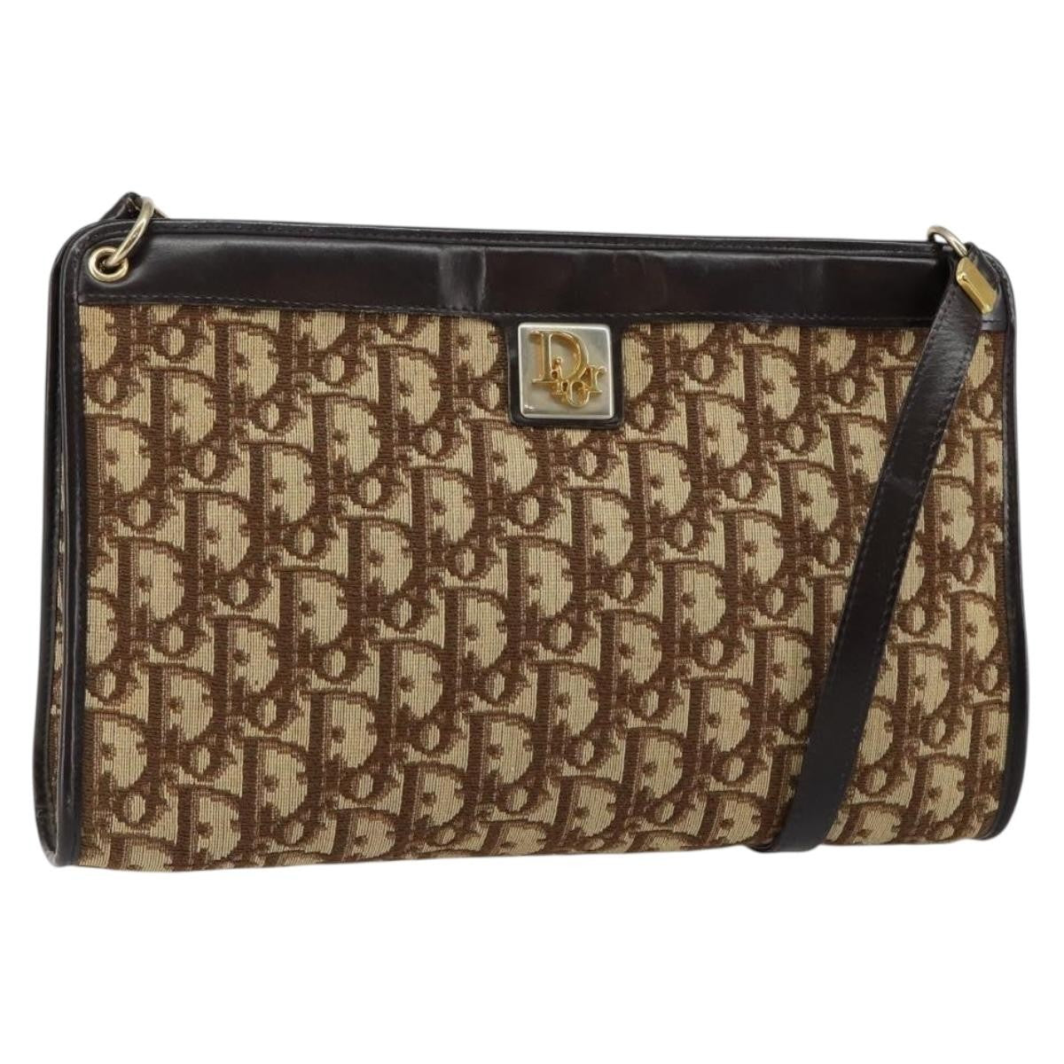 Christian Dior Vintage Trotter Shoulder Bag Canvas, BROWN, CANVAS, Shoulder bag