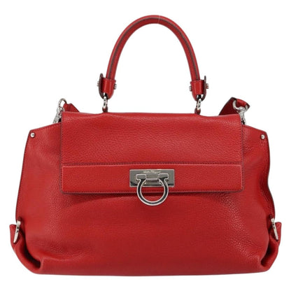Salvatore Ferragamo Sofia Satchel Grainy Leather, RED, LEATHER, Handbag