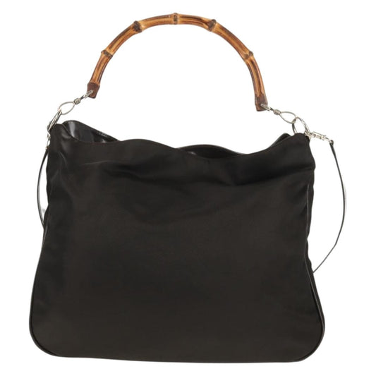 Gucci Vintage Bamboo Shoulder Bag Nylon, BROWN, NYLON, Shoulder bag