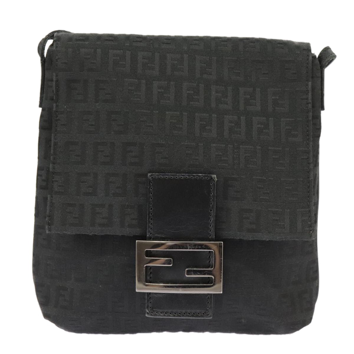 Fendi Mamma Baguette Shoulder Bag Canvas, BLACK, CANVAS, Shoulder bag