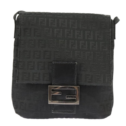 Fendi Mamma Baguette Shoulder Bag Canvas, BLACK, CANVAS, Shoulder bag