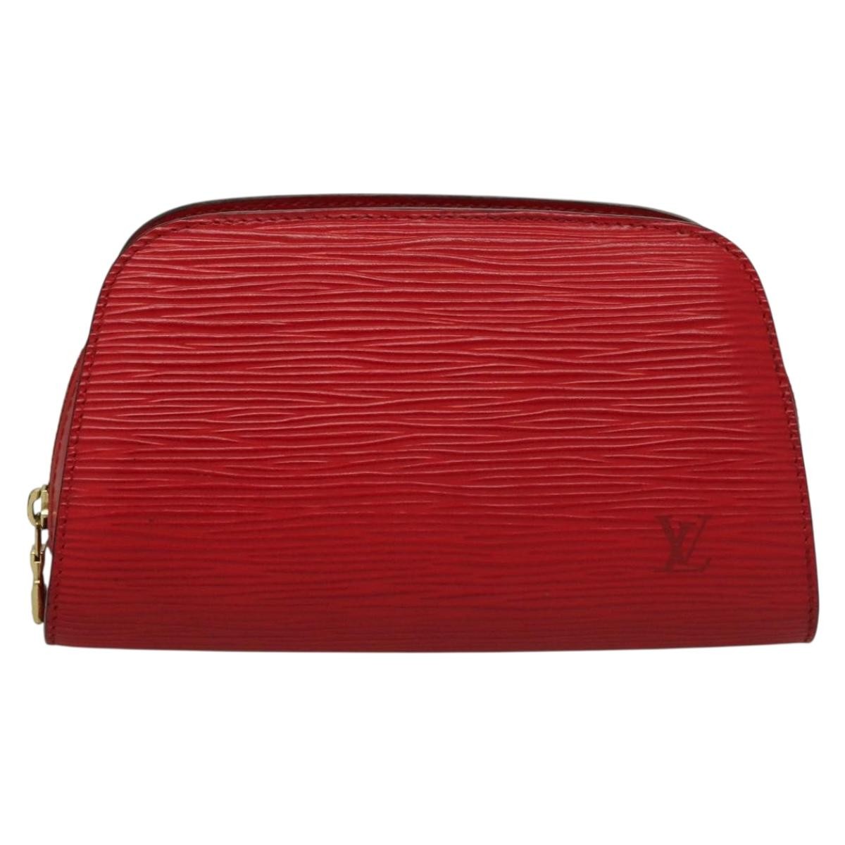 Louis Vuitton Dauphine Pochette Epi Leather, RED, LEATHER, Clutche & pouche