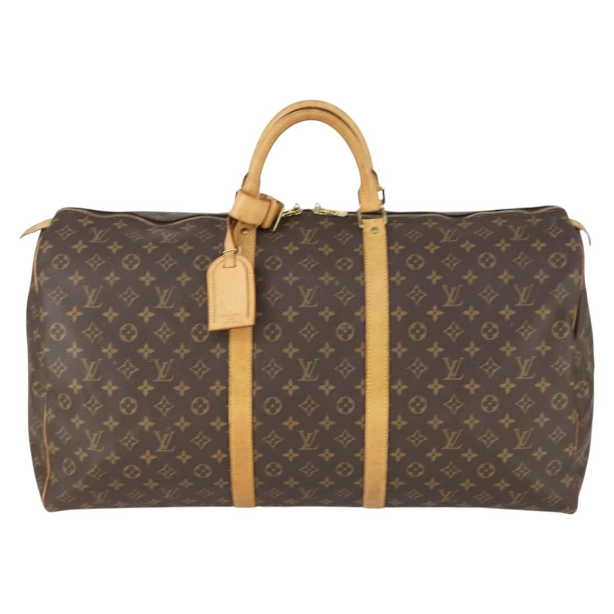 Louis Vuitton Keepall Bag Monogram Canvas, BROWN, CANVAS, Travel bag