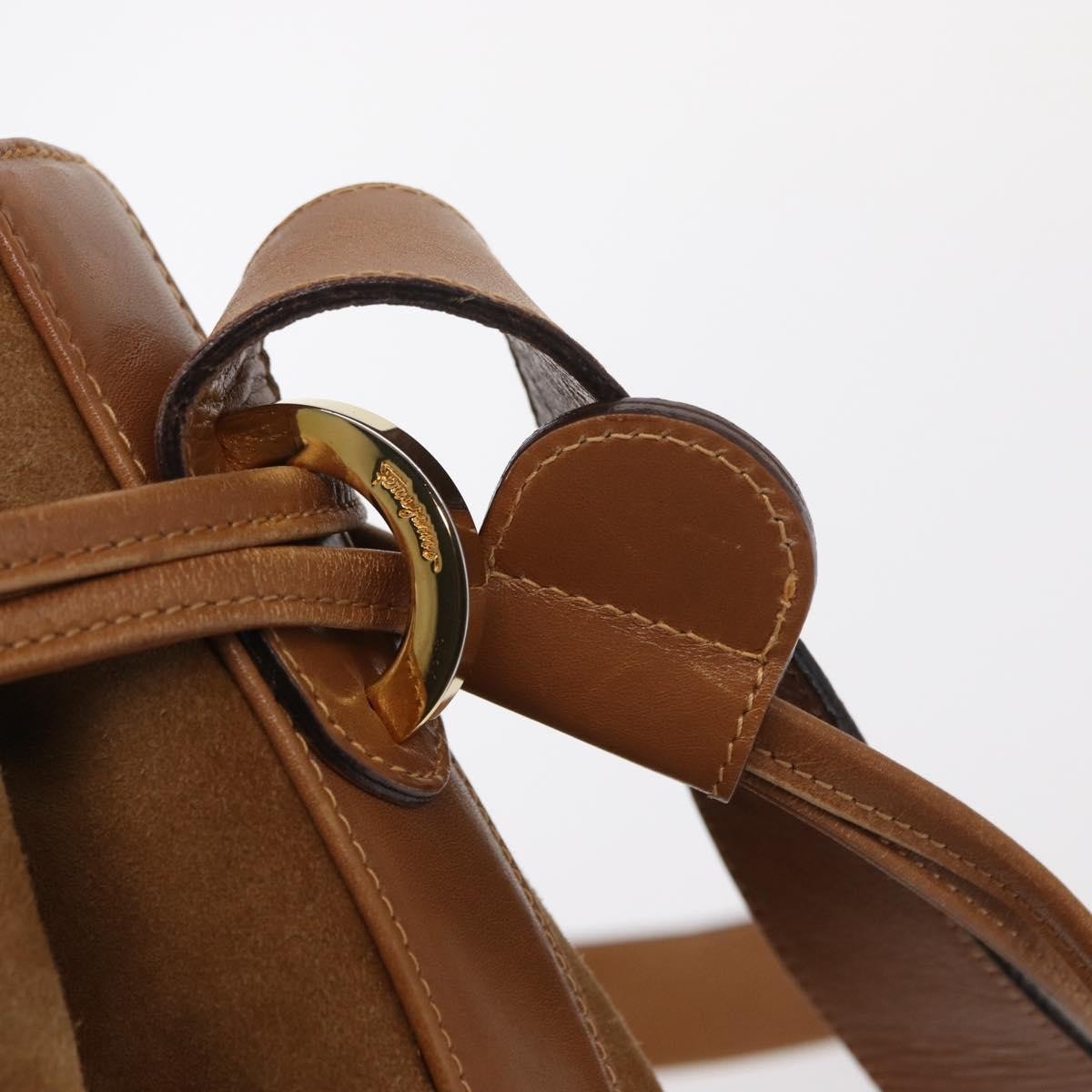 Salvatore Ferragamo Vintage Shoulder Bag Leather, BEIGE, SUEDE, Shoulder bag