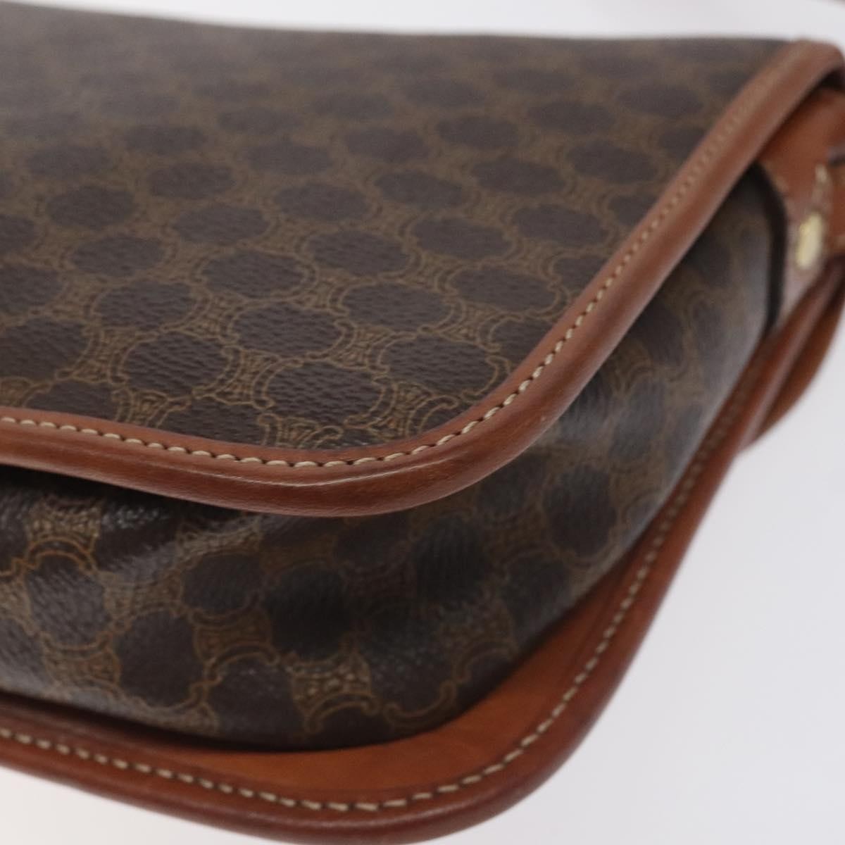 Celine Vintage Macadam Shoulder Bag Canvas and Leather, BROWN, CANVAS, Shoulder bag