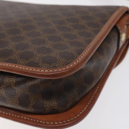 Celine Vintage Macadam Shoulder Bag Canvas and Leather, BROWN, CANVAS, Shoulder bag